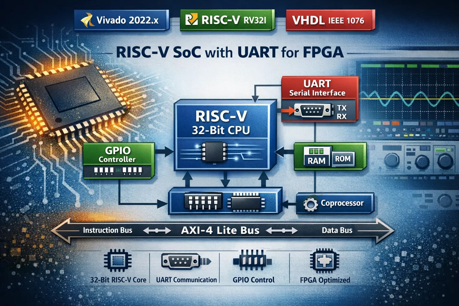 RISC-V SoC with UART, GPIO & AXI-4 Lite Bus
